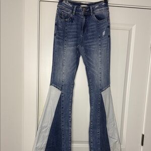 Altar'd State Denim Flare Jeans with Contrast Panels